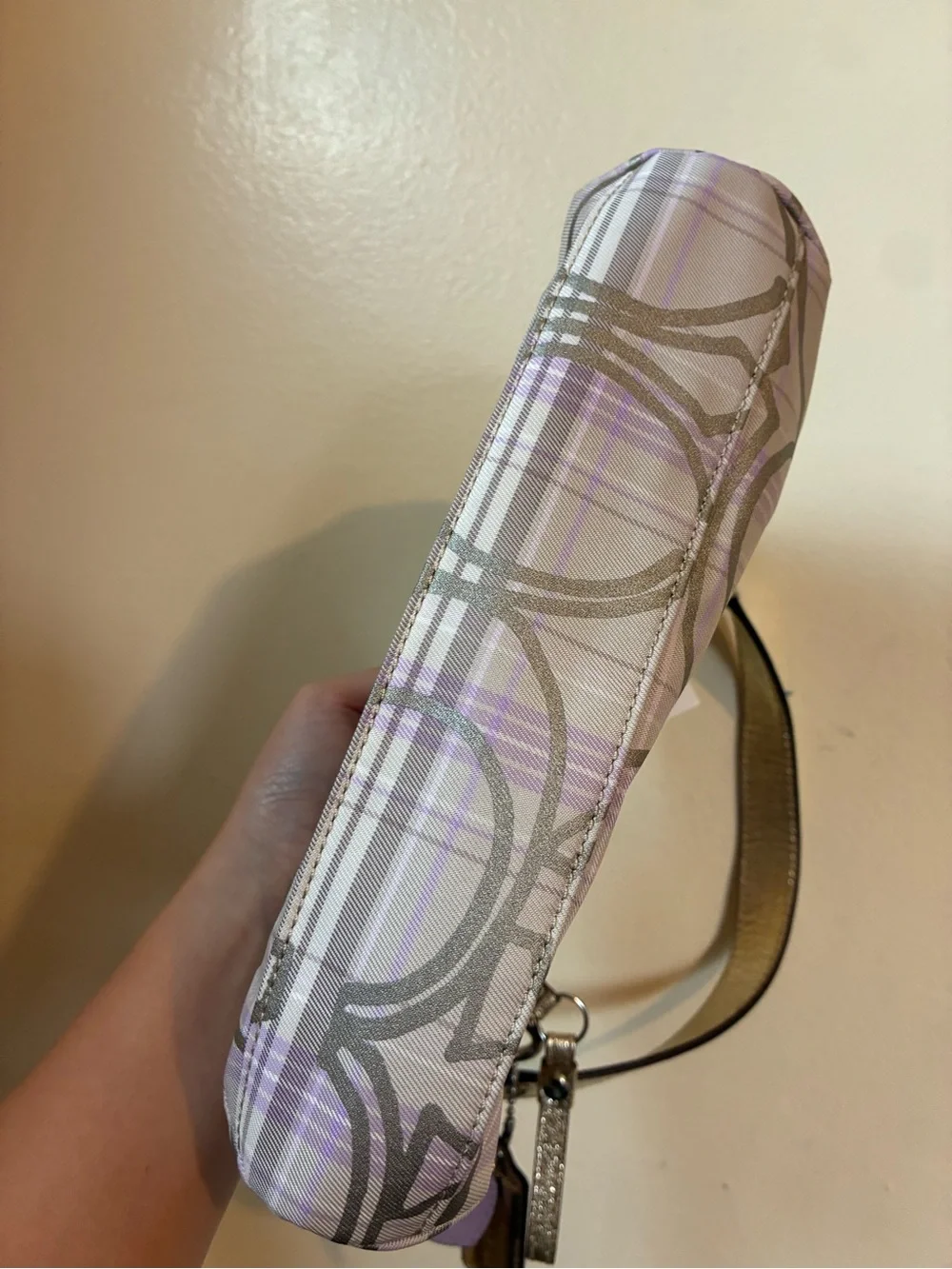 Coach Lavender Plaid Signature Shoulder Bag